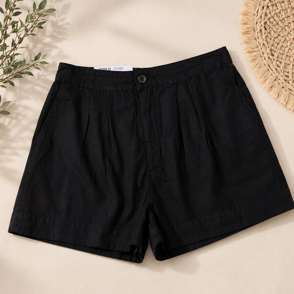 Joie Shorts Women's Medium Black Pleated Tailored Lightweight Classic Casual NWT